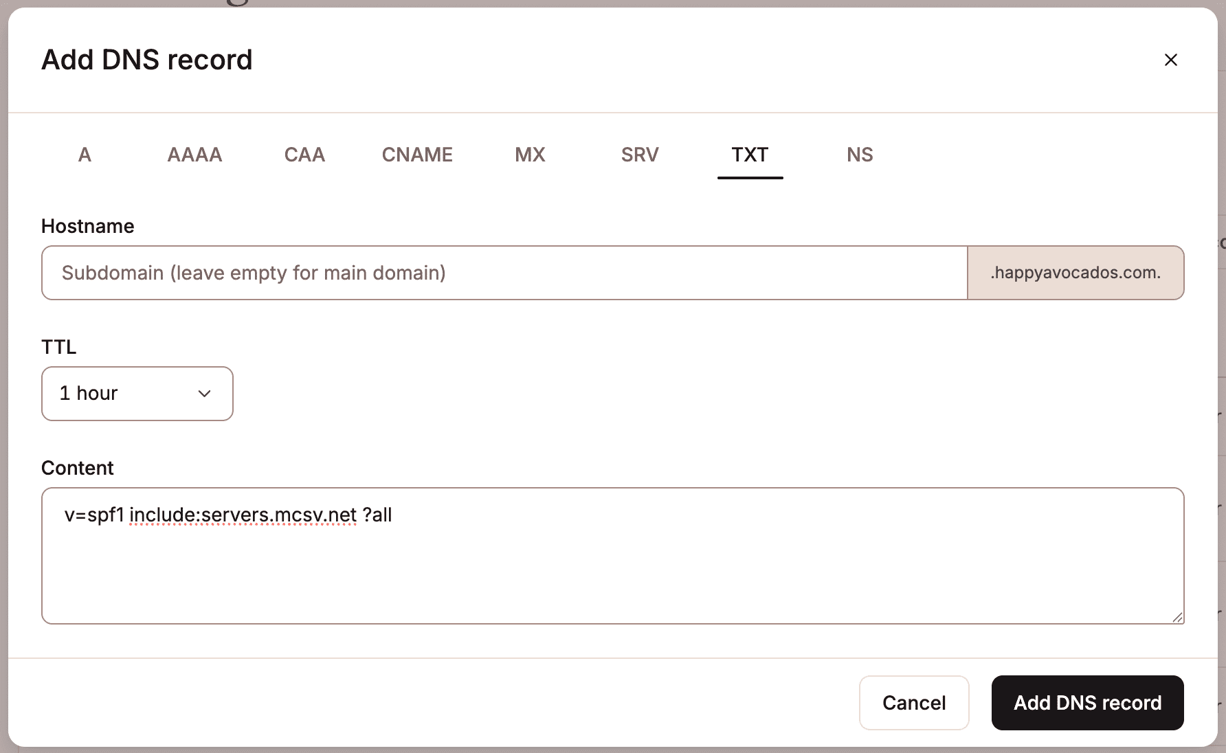 Add an SPF record in Kinsta's DNS.