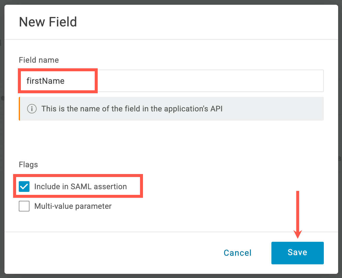Add firstName as a parameter in OneLogin.