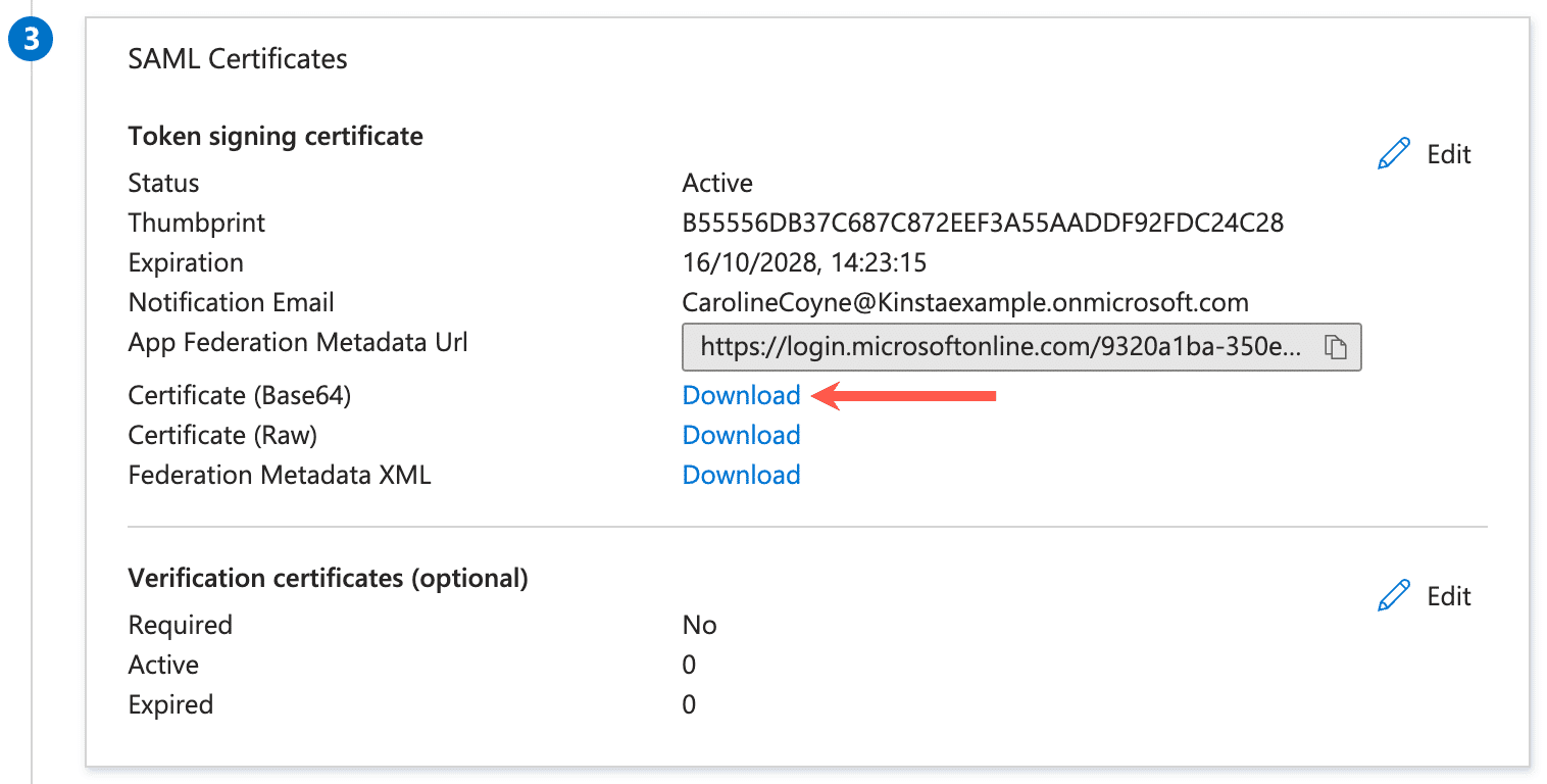 Download the certificate from Microsoft Entra.