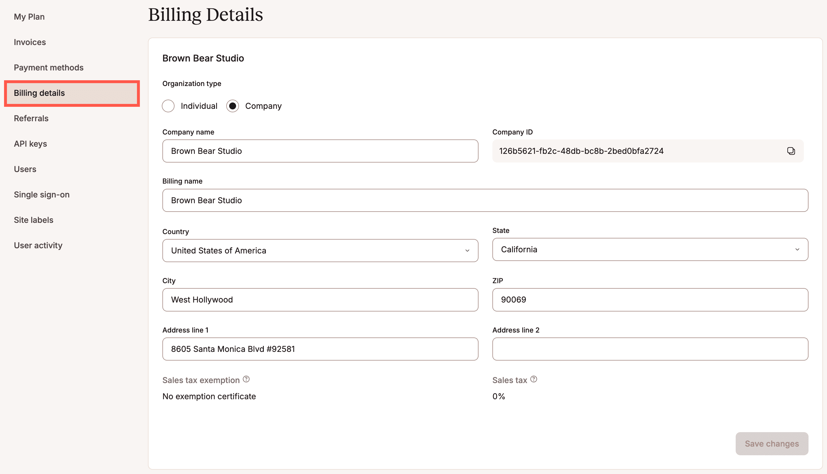 Change your billing address in MyKinsta.