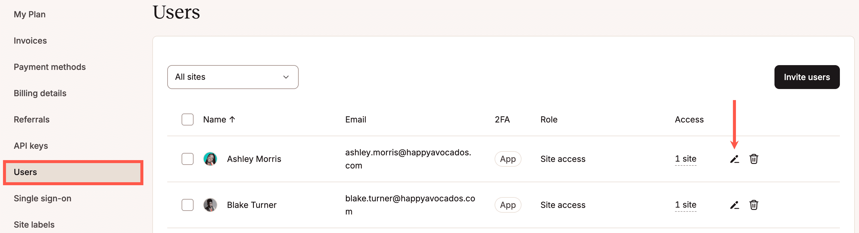Edit a company-level user in MyKinsta.