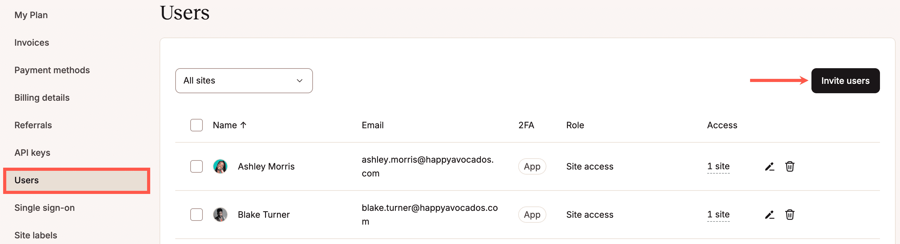 Invite users to your company in MyKinsta.