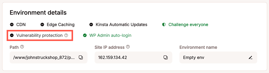 Vulnerability protection disabled.