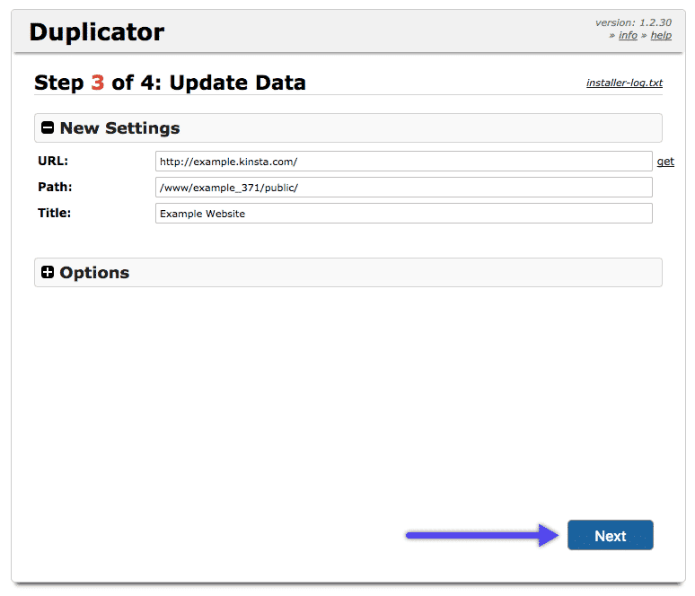 Plugin WordPress Duplicator : mise à jour des données