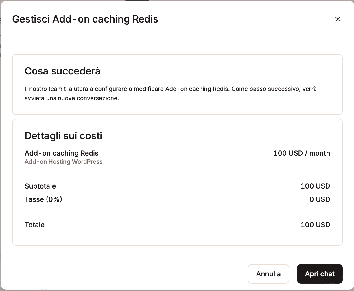 Informazioni sui prezzi del componente aggiuntivo della cache di Redis.