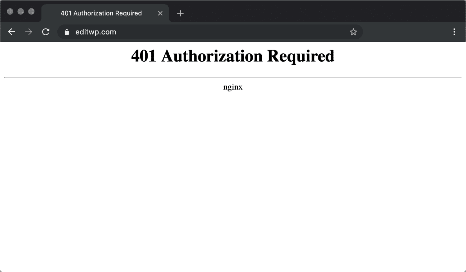 Chromeの「401 Authorization Required」エラーメッセージ