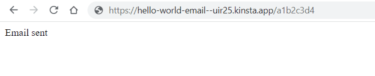 Message d'envoi d'email Node.js.