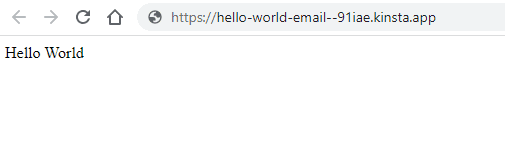 E-mail PHP enviando a página Hello World após a instalação bem-sucedida.