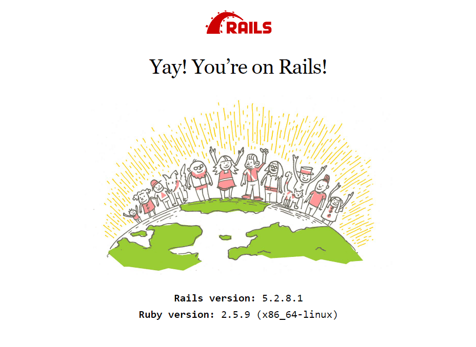 Ruby on Railsのインストール完了後の表示されるデフォルトページ