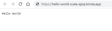 Scala Hello World Seite nach erfolgreicher Installationx