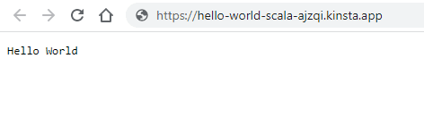 Scala Hello World page after successful installation.