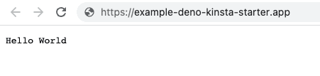 Página Hello World de Deno tras una instalación correcta.