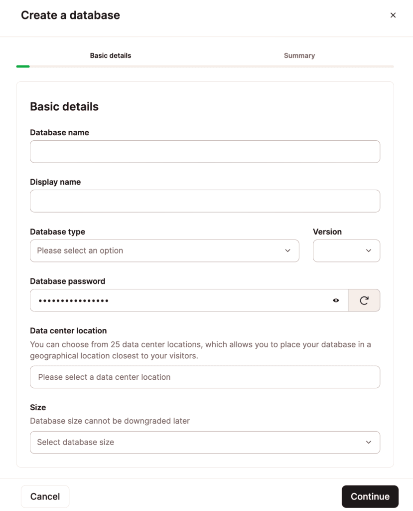 Datenbankdetails hinzufügen