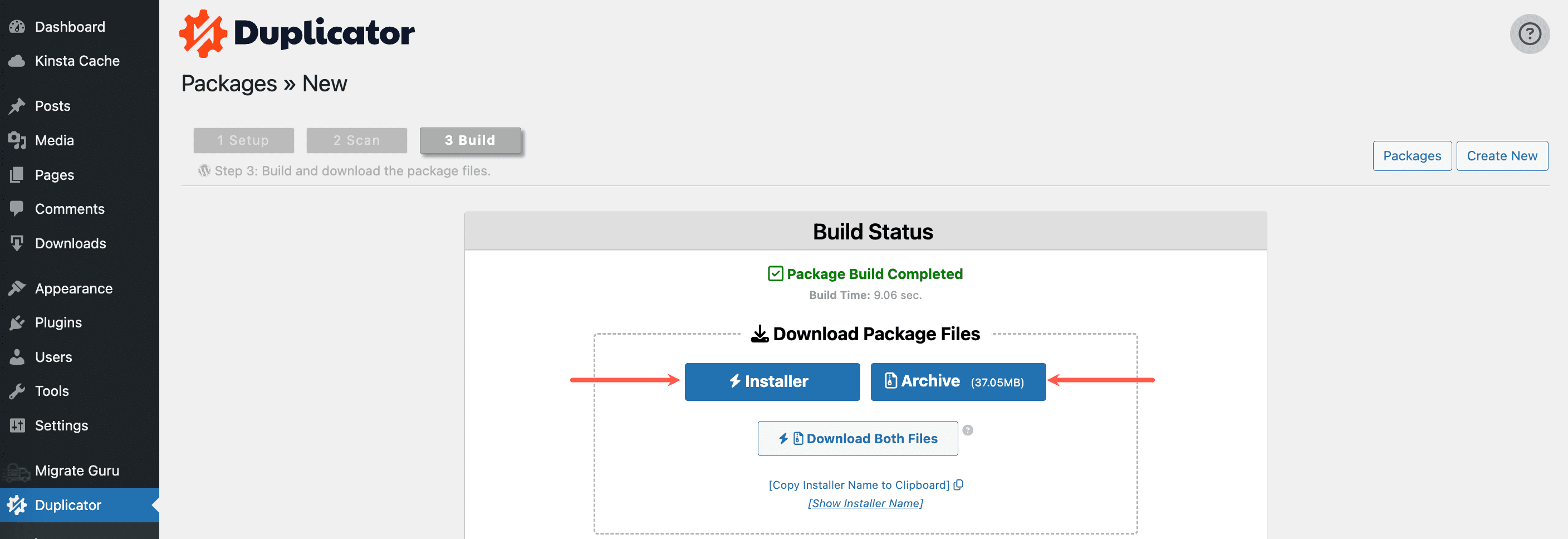 Download archive and installer files