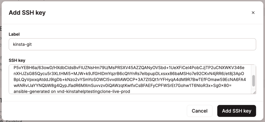 MyKinstaでのSSH鍵の追加