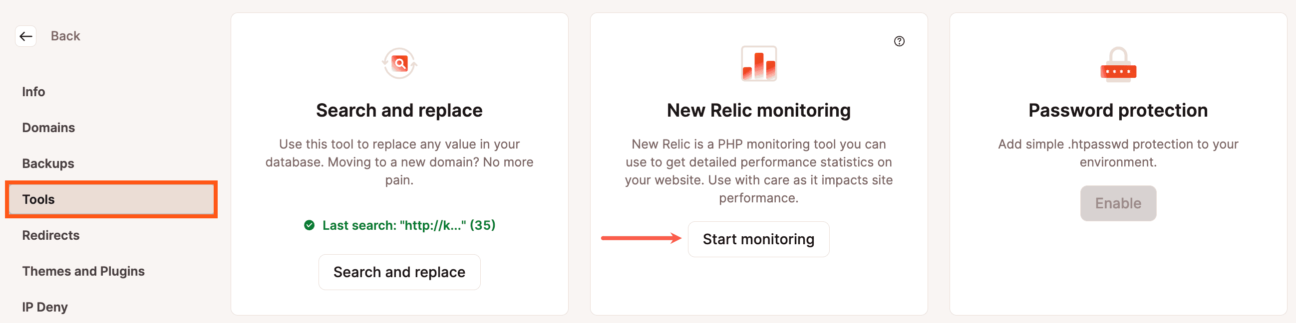 Avviare il monitoraggio di New Relic per WordPress in MyKinsta.