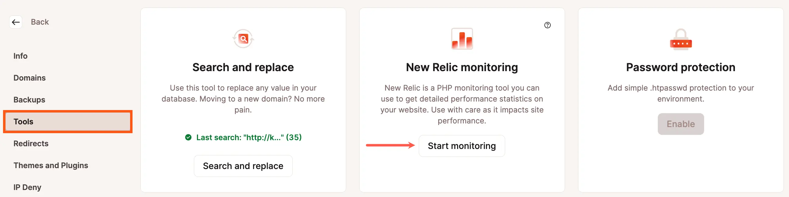 Avviare il monitoraggio di New Relic per WordPress in MyKinsta.