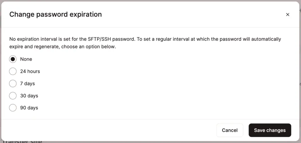 Choose the interval for the password expiration.