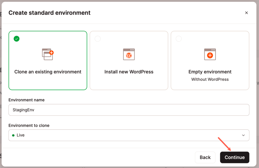 Clone an existing environment.
