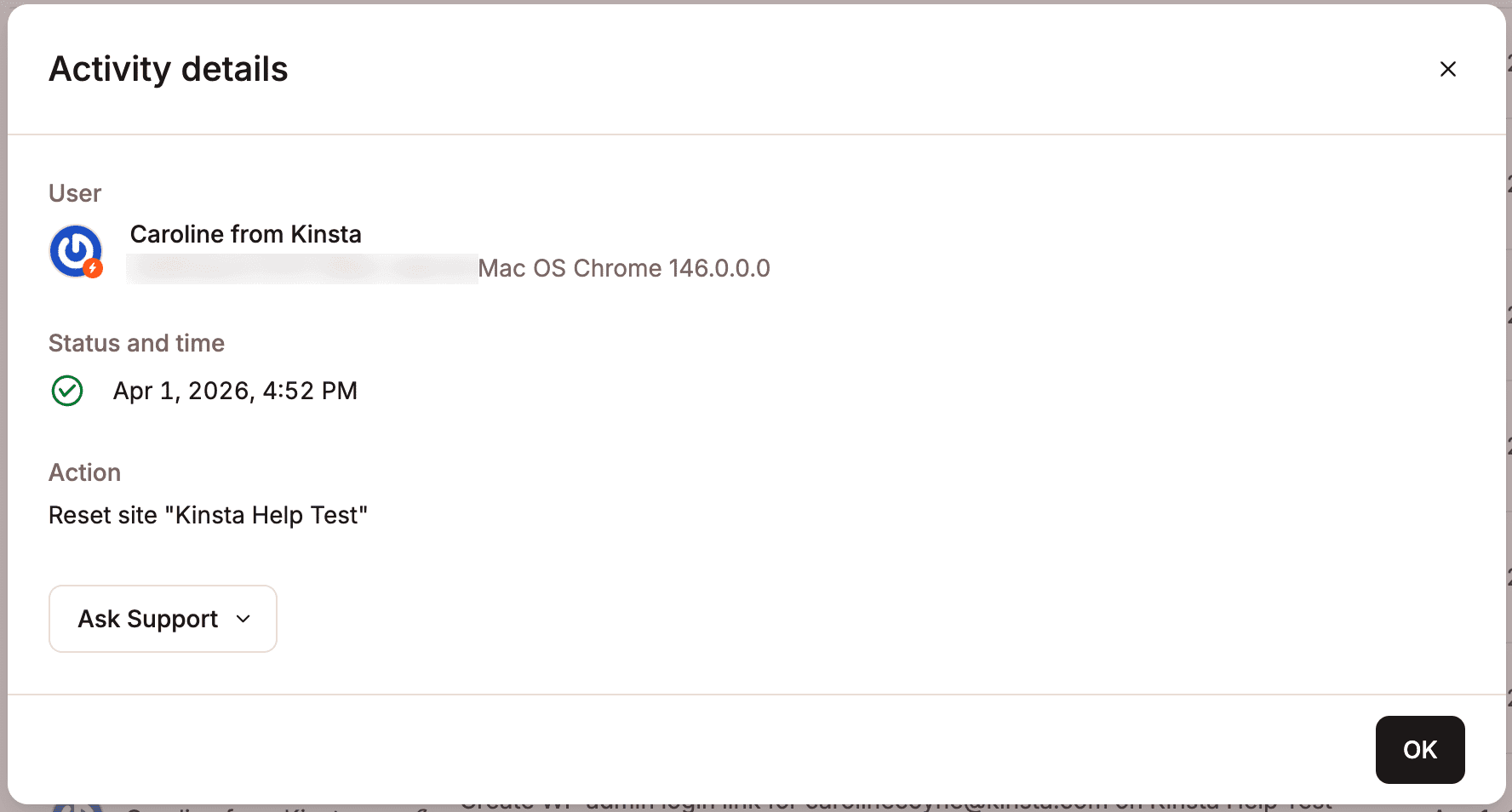 View the activity details.