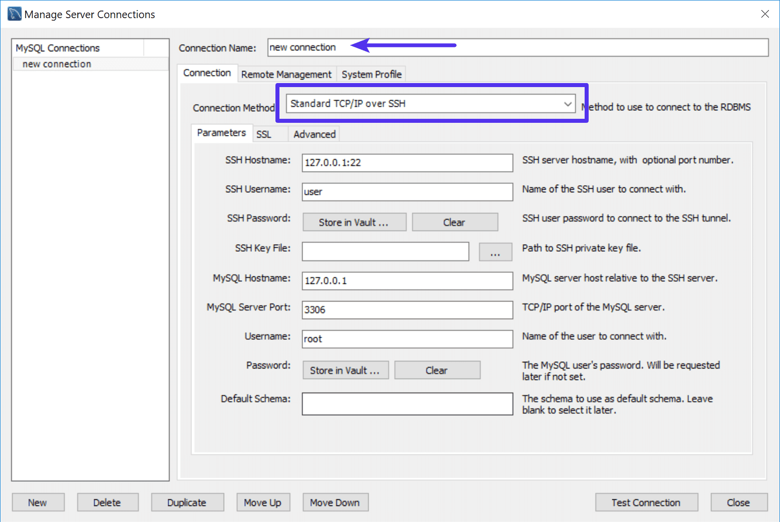 MySQL Workbench connection