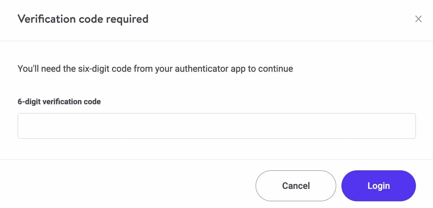 MyKinsta login with 2FA.