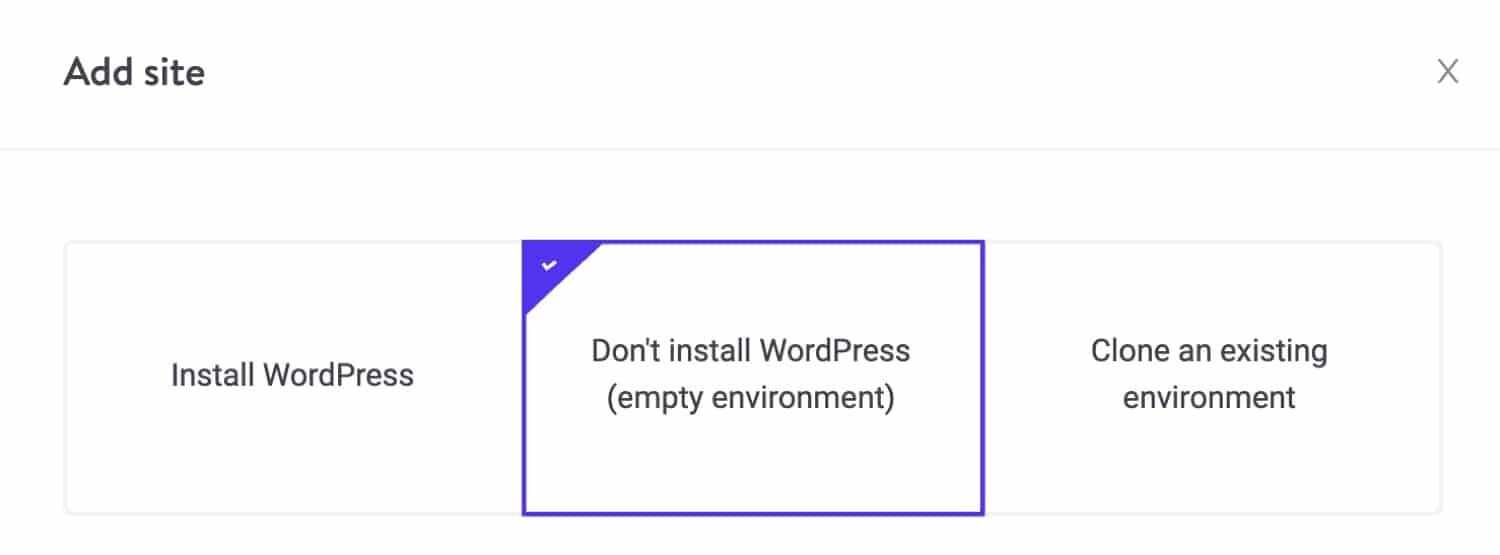 Create an empty site in MyKinsta.