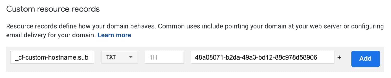 Add TXT verification record.