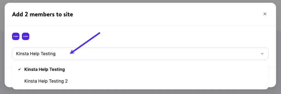 Select a site to add users to.