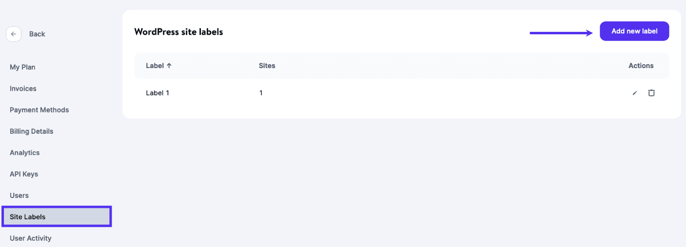 Add a new site label.