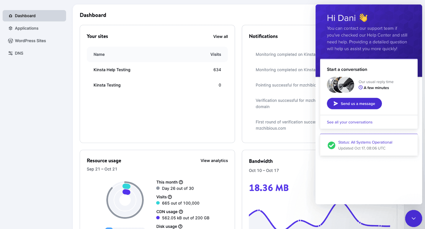 Kinsta WordPress support.