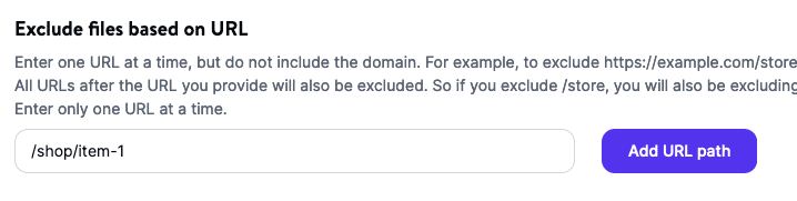 Add /shop/item-1 to Exclude files based on URL in Kinsta CDN settings.
