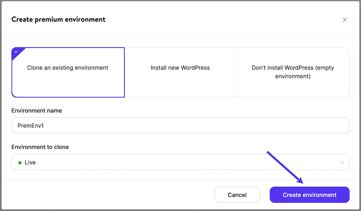 Clone an existing environment.
