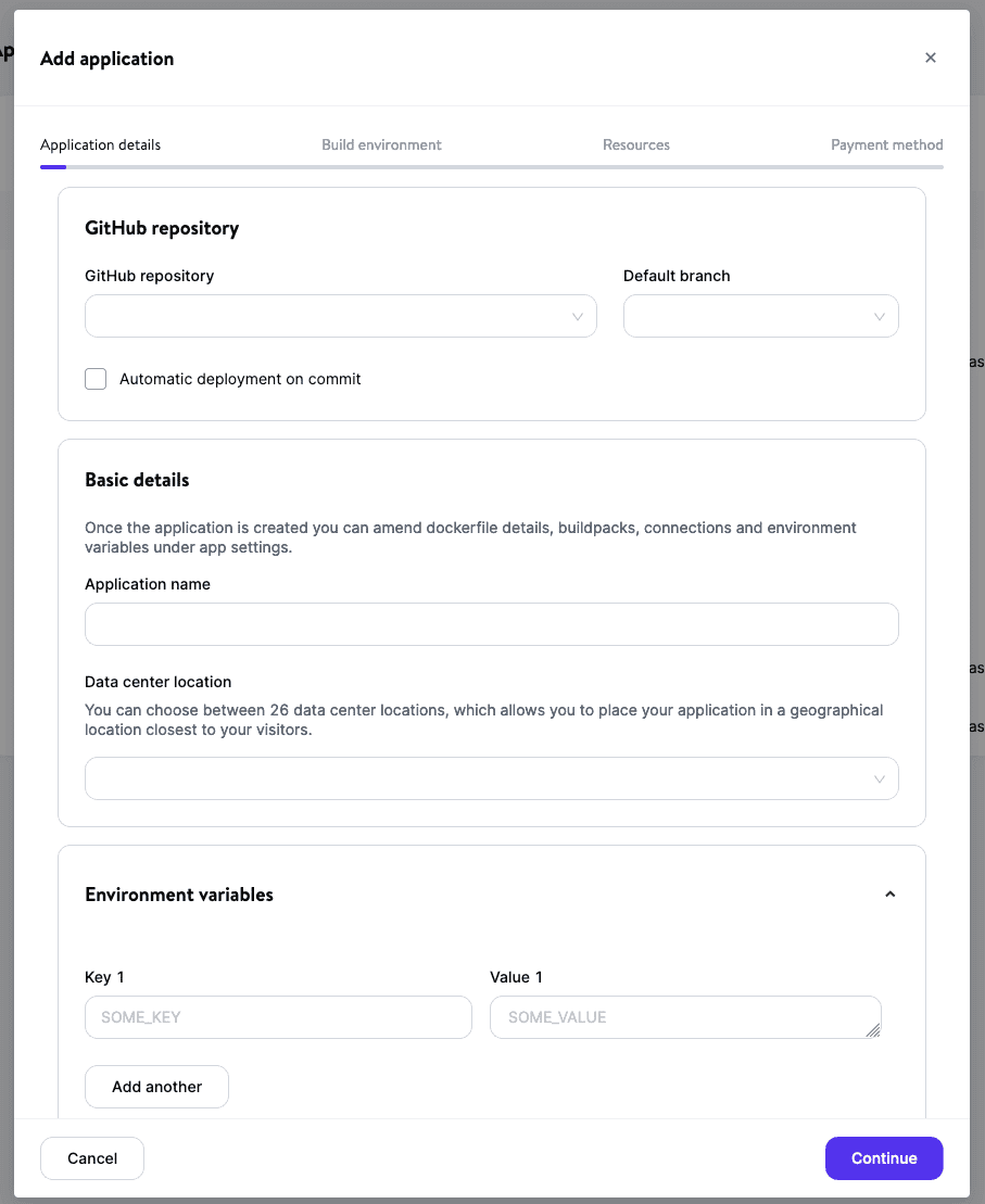 Add application details.