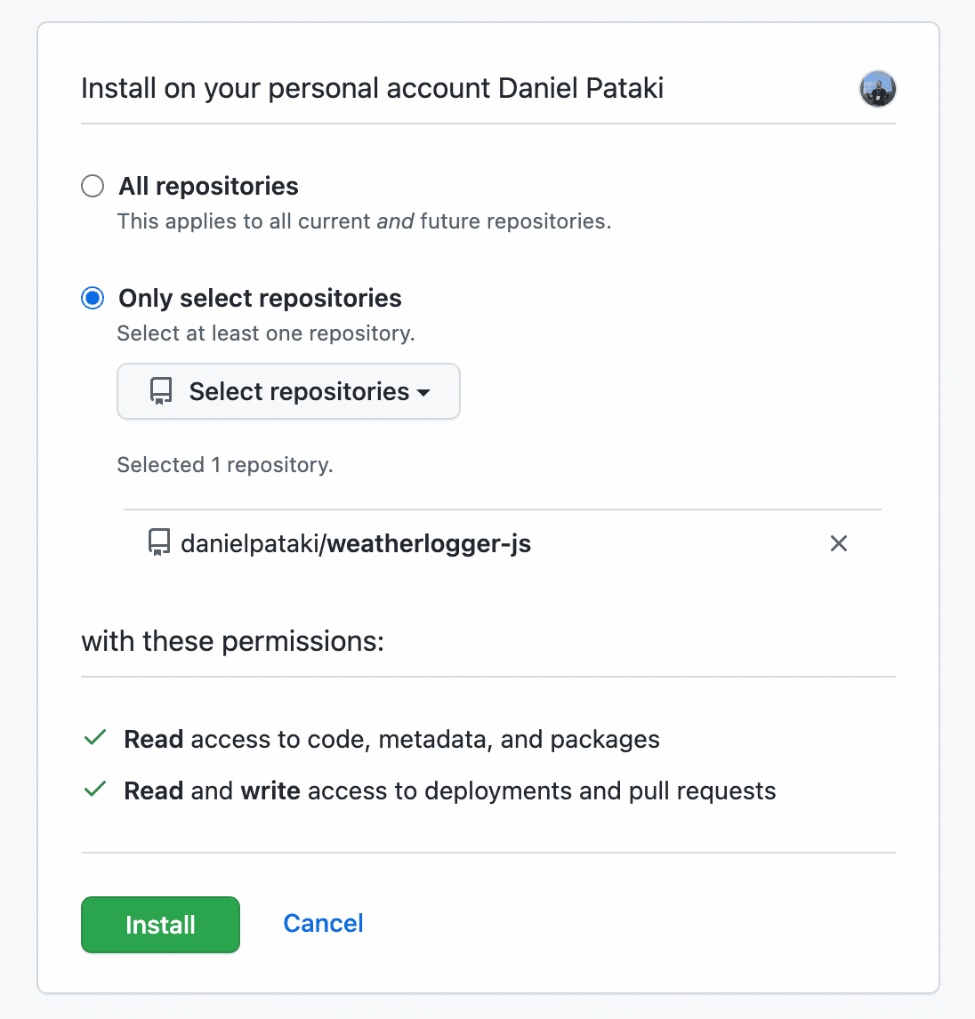 Select the GitHub repository you want to deploy on Kinsta.