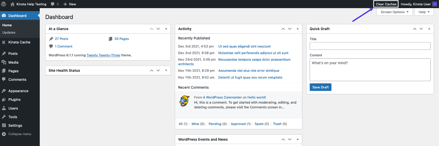 Clear cache with the Clear Caches link in the WordPress dashboard.