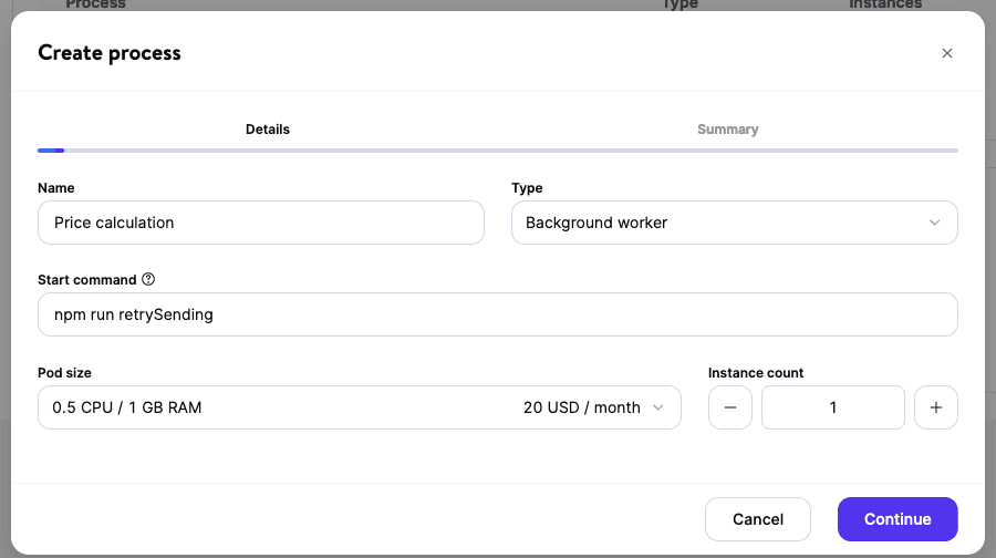 Create a background worker process.