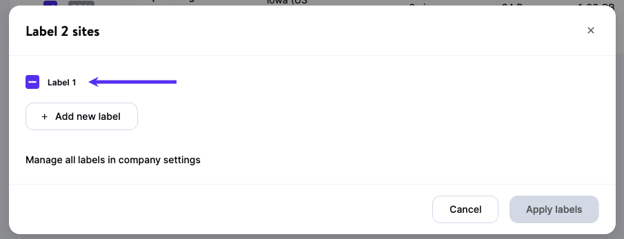 Label 1 added in MyKinsta.