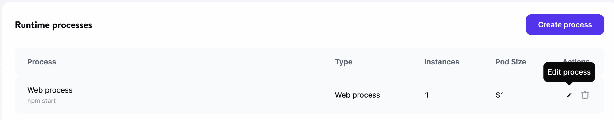 Edit an application process in MyKinsta.
