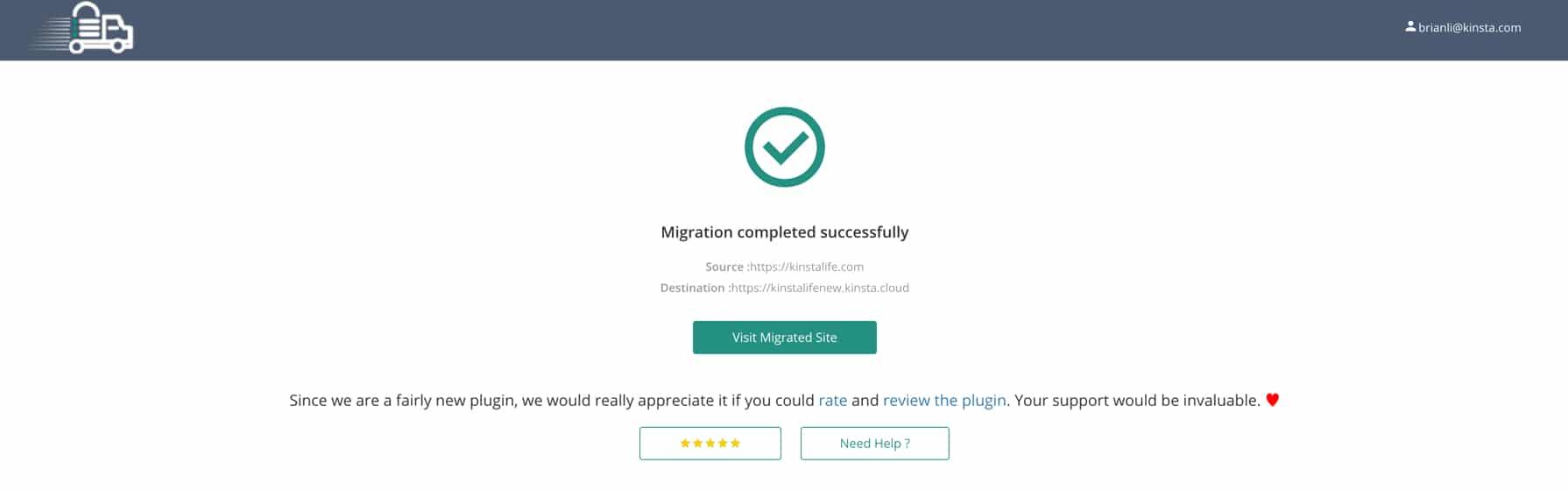 A successful WordPress migration with Migrate Guru.