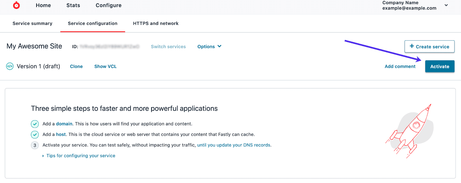 Activating your Fastly service.