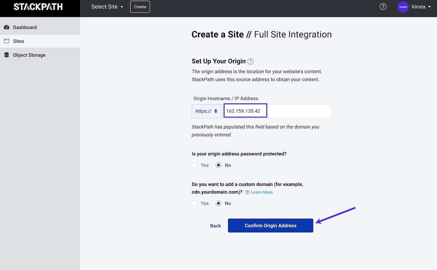 Confirm your origin IP address and origin settings.