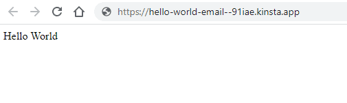PHP email sending Hello World page after successful installation.