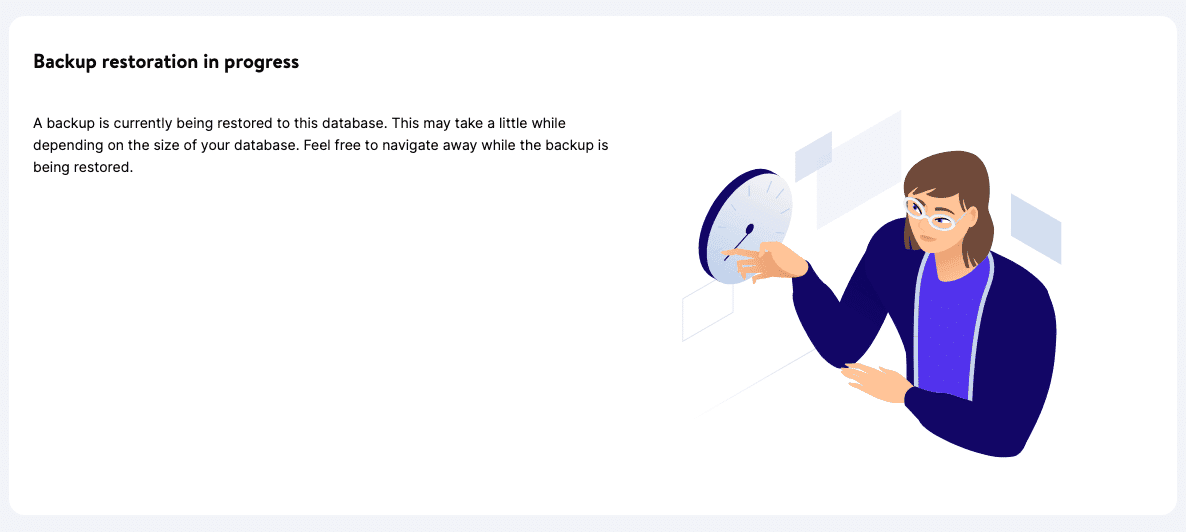 Backup restoration progress.