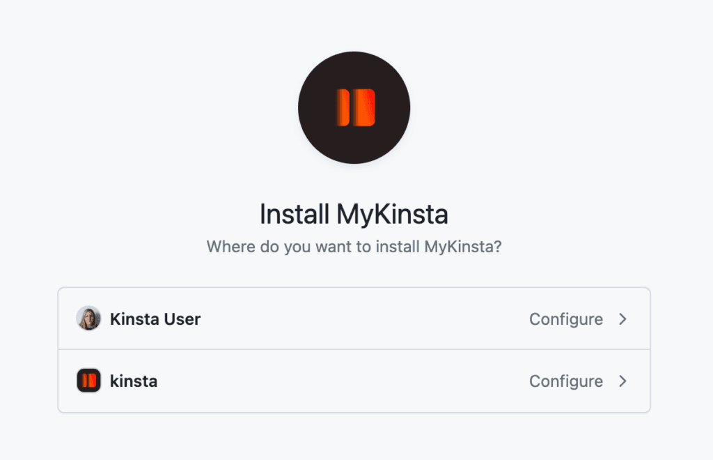 Install the Kinsta GitHub application to your GitHub Account.