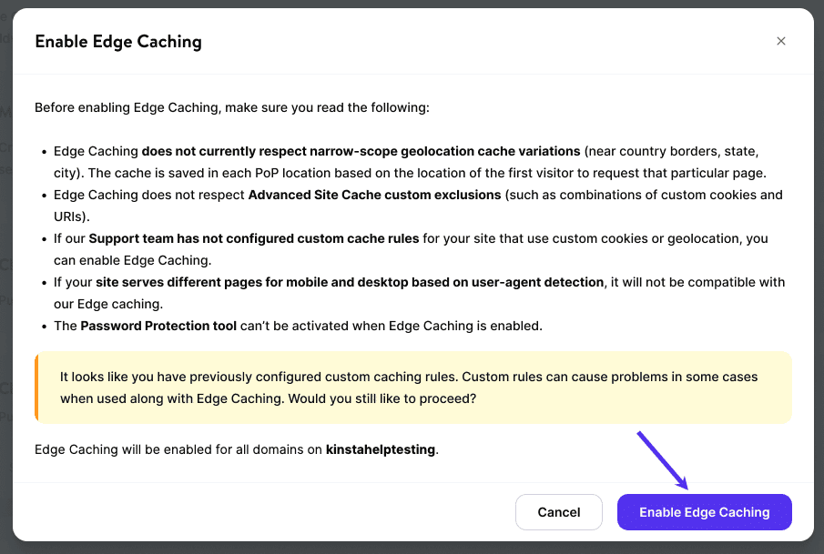 Caching - Edge Caching - Kinsta® Docs