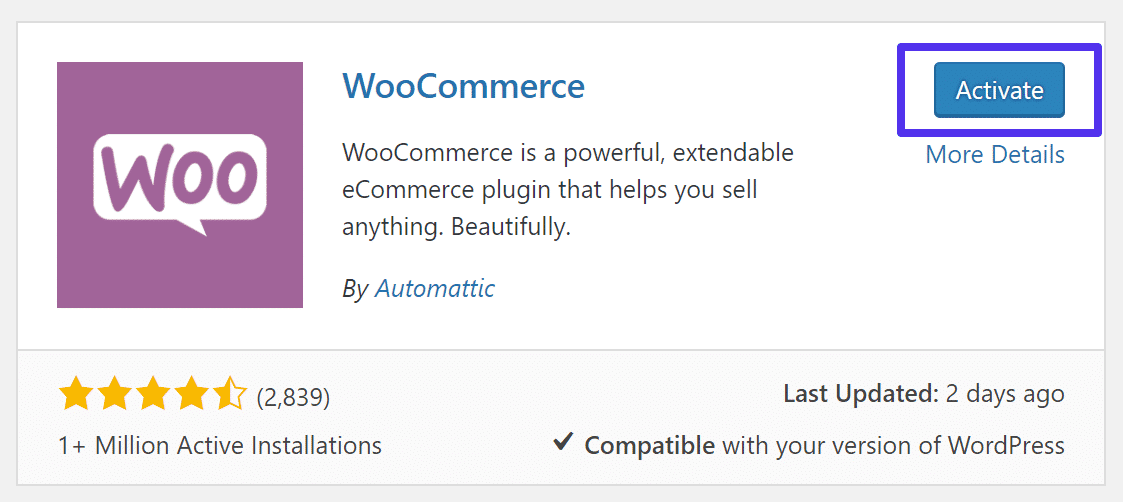 Aktiviere WooCommerce