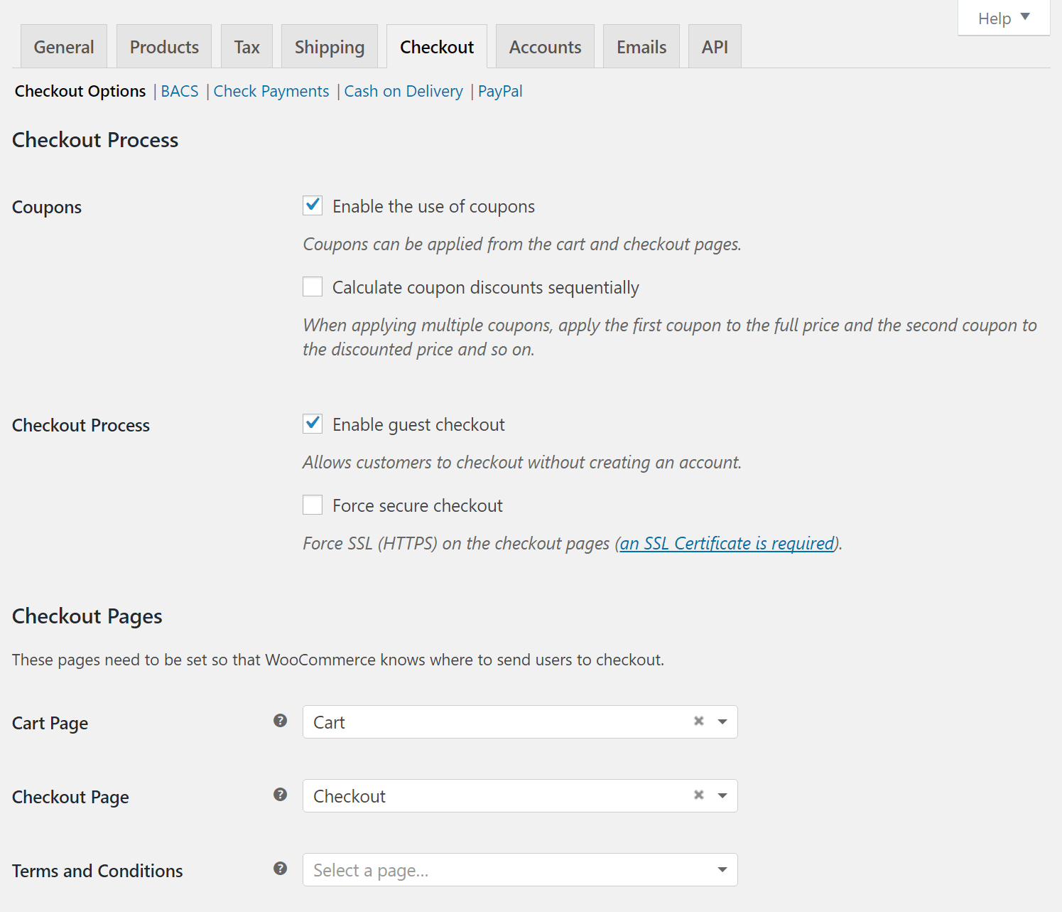 WooCommerce checkout configuration WooCommerce Checkout-Konfiguration