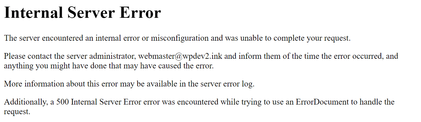 Internal server error