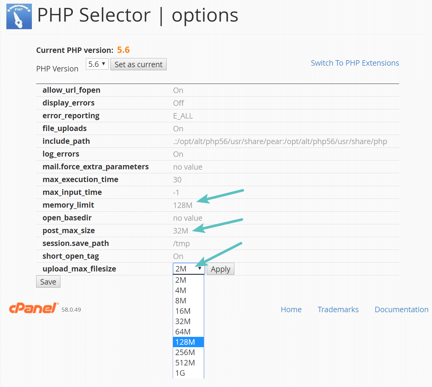 Maximale Größe des Datei-Uploads in cPanel erhöhen